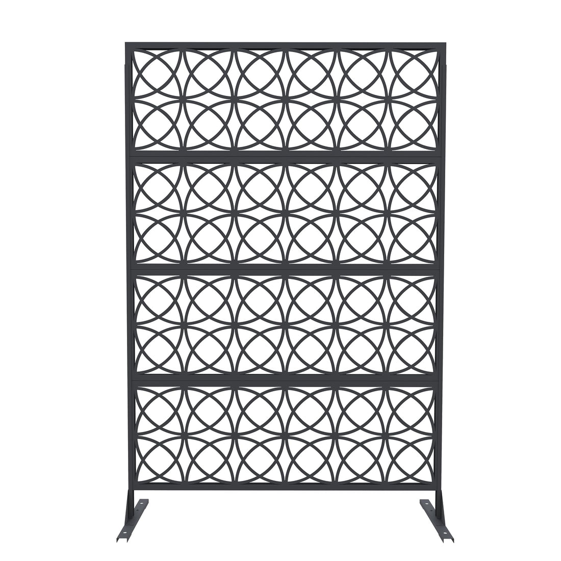 Paravent métallique Garvee 180 x 117 cm - Résistant aux intempéries et à la rouille, autoportant pour jardin et terrasse, noir, motif géométrique