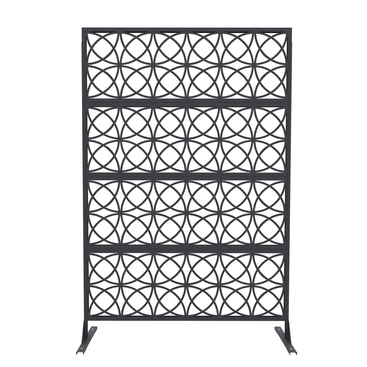 Garvee Paravent métallique 180 × 117 cm, tous temps et à la rouille, autoportant jardin/terrasse, noir, motif géométrique