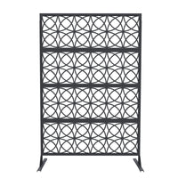 Garvee Paravent métallique 180 × 117 cm, tous temps et à la rouille, autoportant jardin/terrasse, noir, motif géométrique