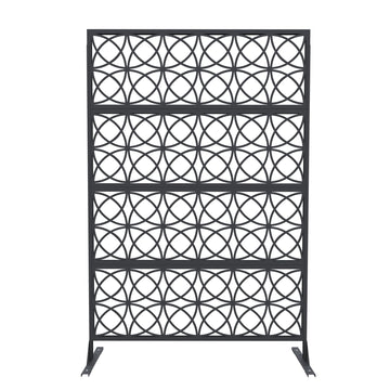 Garvee Paravent métallique 180 × 117 cm, tous temps et à la rouille, autoportant jardin/terrasse, noir, motif géométrique