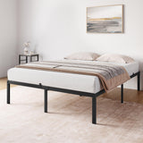 Cadre de lit Garvee Queen en métal de 35,5 cm (14 pouces) avec lattes métalliques robustes pour chambre à coucher, hauteur de 35,5 cm (14 pouces), noir, silencieux, sans sommier requis