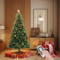 Sapin de Noël Garvee 180 cm effet neige avec télécommande - Sapin artificiel en PVC sans lumières pour la décoration du salon