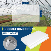 Film de serre Garvee 19,6 x 28,2 pi LDPE 6 mil Transparent Résistant aux UV Flexible Pour le jardinage et l'agriculture