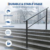 Garvee Lot de 2 rampes d’escalier 6 marches, garde-corps noir avec support haute résistance, main courante sécurisée pour entrées de bâtiments et extérieur - Noir/ 2 pièce