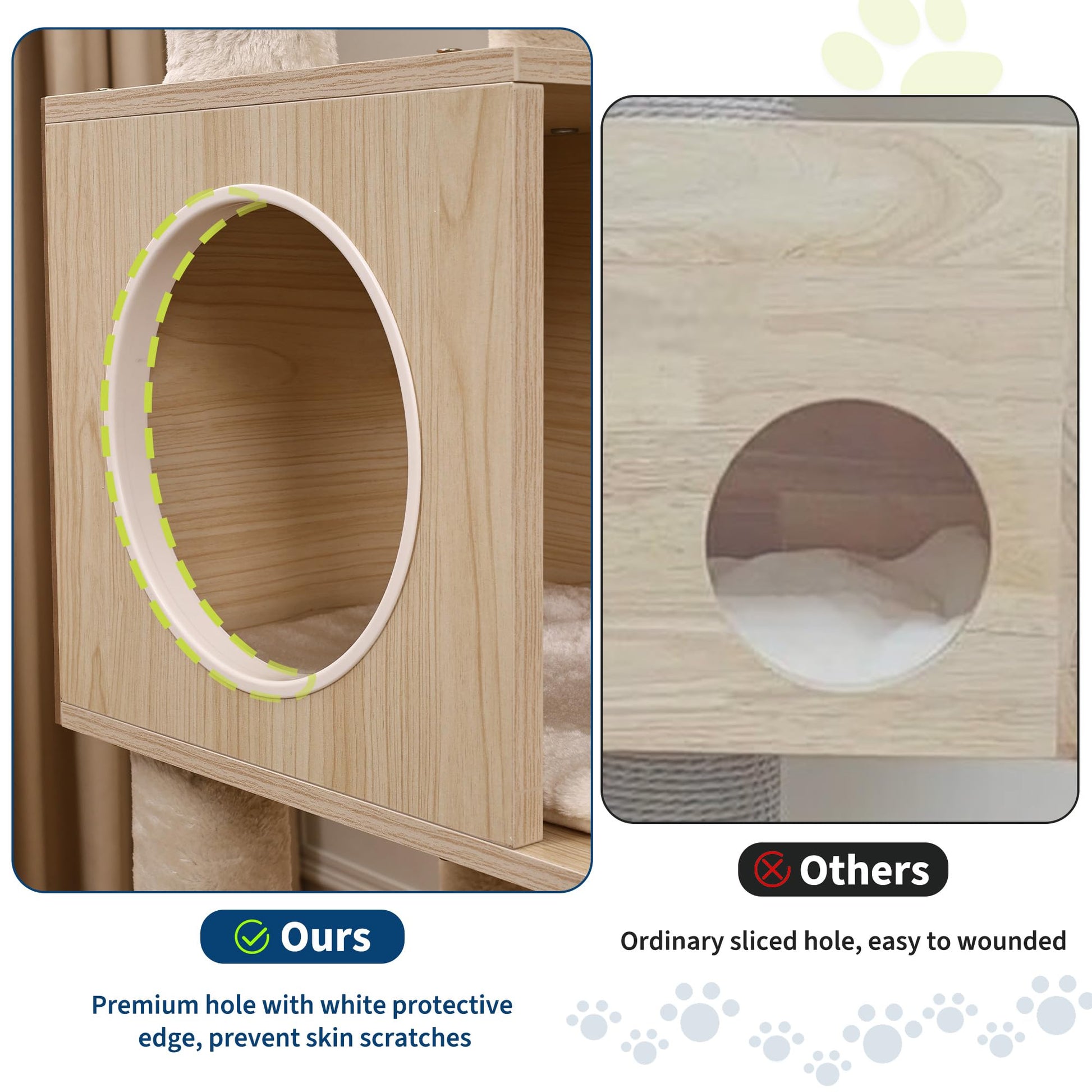 Arbre à chat Garvee 170 cm avec bac à litière et station de gamelle, grand griffoir pour salon, coussins lavables, beige