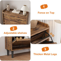 Meuble à chaussures Garvee avec 2 tiroirs abattants, étagère réglable, en MDF, pour entrée et salon, 87,6 x 26,7 x 95,2 cm, blanc, gain de place, robuste