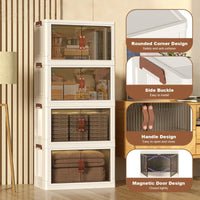Garvee Boîtes de rangement empilables en plastique lot de 4, 72 QT, avec portes et roulettes, pour chambre et garage, transparentes, robustes et