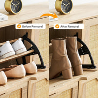 Meuble à chaussures étroit Garvee à 4 portes pour entrée et couloir, 100 x 24 x 88 cm, rotin marron