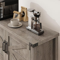 Console en bois Garvee style ferme avec 2 portes pour la cuisine et l'entrée, 80 x 36 x 86 cm, grise, robuste et multifonctionnelle