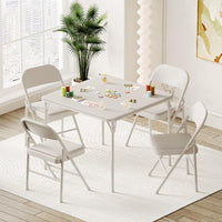 Table pliante Garvee 33,6 pouces avec coussin en PU, cadre en métal, antidérapante, pour le bureau et le camping, beige, polyvalente