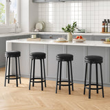 Garvee Lot de 4 Tabourets de Bar Pivotants 360°, Similicuir PU avec Dossier, Pieds en Métal, pour Cuisine, Îlot et Bar, Noir - Noir