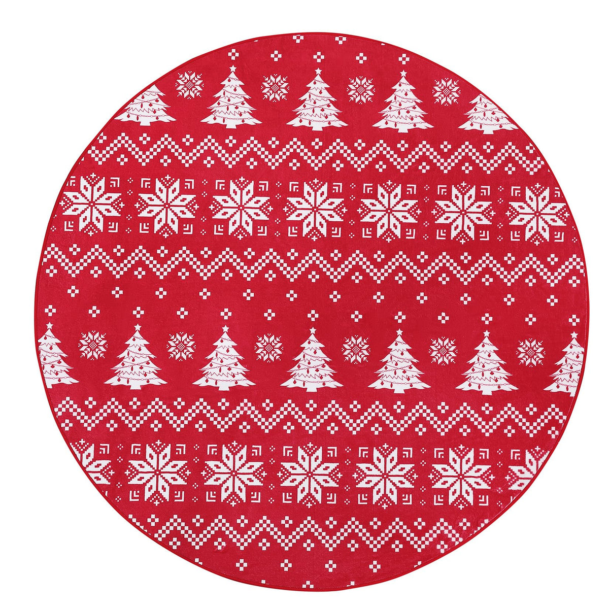 Tapisserie de Noël ronde Garvee 120x120 cm, lavable en machine, motif flocons de neige et sapin de Noël, décoration pour chambre ou salon.
