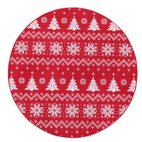 Tapisserie de Noël ronde Garvee 120x120 cm, lavable en machine, motif flocons de neige et sapin de Noël, décoration pour chambre ou salon.