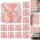 Garvee panneau Mural Fleur Artificielle Luxe 3D Roses Soie Durable Assemblage Rapide Décoration Mariage Fête Bébé 38 × 38 cm - Rose