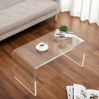 Table basse Garvee en acrylique transparent en forme de U, 81 x 40 x 42 cm, idéale pour salon ou terrasse.