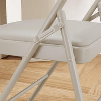 Ensemble de 4 chaises pliantes Garvee avec coussins, revêtement en similicuir beige, pour une utilisation intérieure et extérieure, légères et pliables, supportent jusqu'à 159 kg (350 lb).