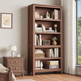 Garvee bibliothèque style campagne 5 niveaux en MDF, hauteur 180,3 cm, largeur 80 cm, réglable et stable, pour salon et chambre - Marron