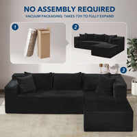 Canapé d'angle modulaire Garvee Cloud 106" en forme de L, noir, grand format, convertible, pour salon, assise profonde, confortable et moelleuse, aucun assemblage requis