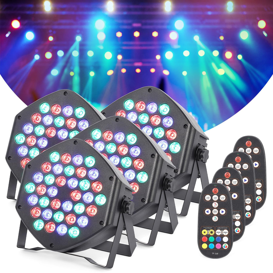 Projecteurs de scène LED RGB rechargeables Garvee, 36 LED, 7 modes, télécommande, contrôle DMX, polyvalents pour DJ, discothèque, fêtes, bars, Halloween, Noël