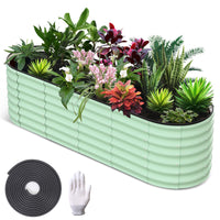 Jardinière surélevée Garvee, en métal ovale, avec revêtement aluminium-magnésium-zinc, pour le jardin, robuste, résistante aux intempéries, durable, design moderne