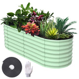 Garvee Potager surélevé, en métal ovale, avec revêtement aluminium-magnésium-zinc, pour le jardin, flexible, antirouille, tous temps et durable - Vert olive