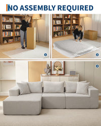 Canapé d'angle modulaire Garvee Cloud 108" avec méridienne, confort sans os, en forme de L, tissu polymère, canapé-lit, salon, confortable, polyvalent