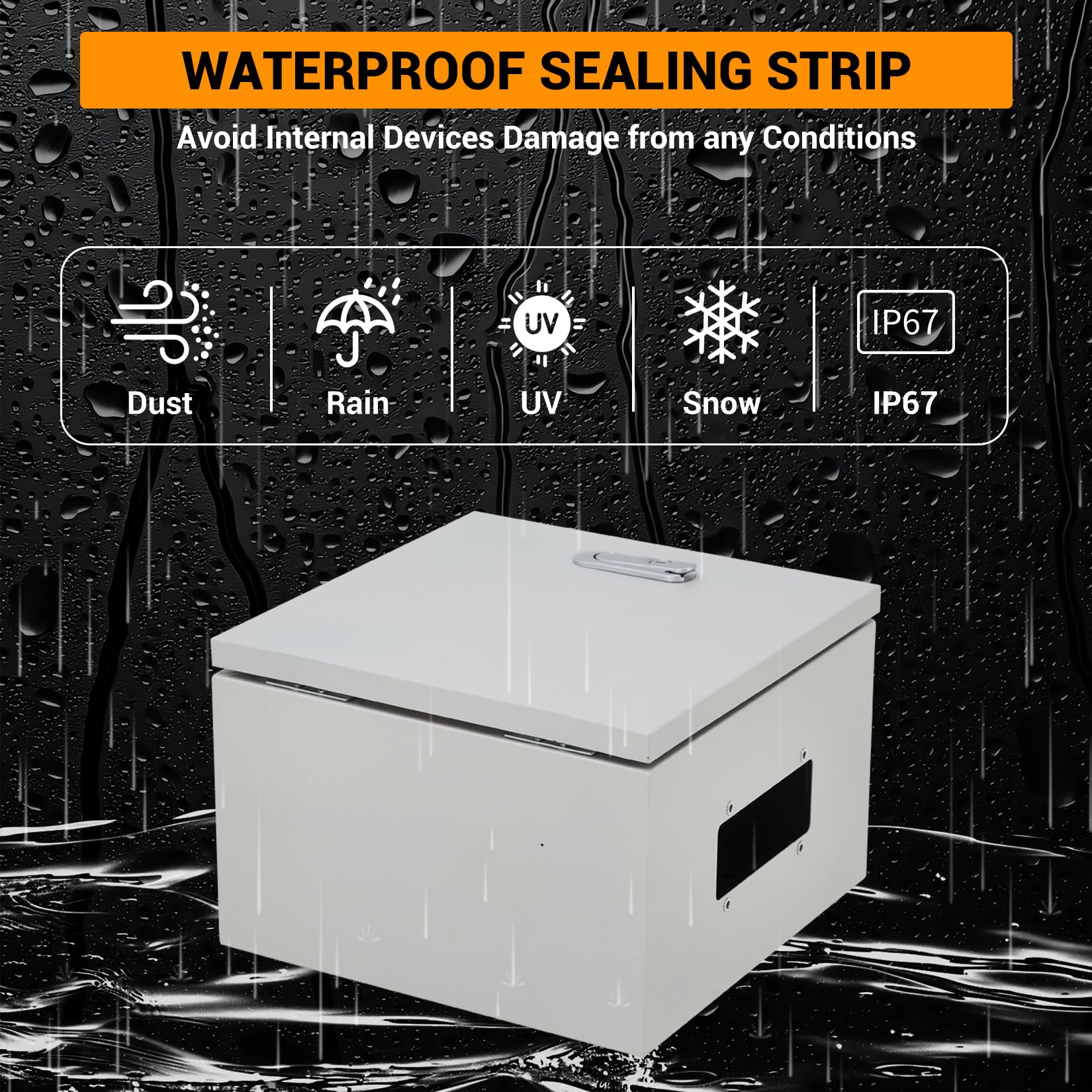 Boîte électrique extérieure Garvee 12x12x8 pouces NEMA 4X Acier IP67 Étanche à l'eau et à la poussière, avec plaque de montage pour une utilisation intérieure et extérieure