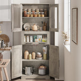 Meuble de salle de bain Garvee 170 cm, étroit et haut, avec 2 portes et 1 tiroir – Gris, étagères réglables, gain de place pour salle de bain, couloir et salon