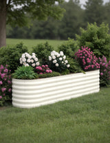 Garvee Bac De Jardin Surélevé Galvanisé 2,4×0,6×0,5m Beige, Résistant À La Rouille, Drainage Optimal, Design Modulable Pour Jardin Extérieur - Beige-ovale