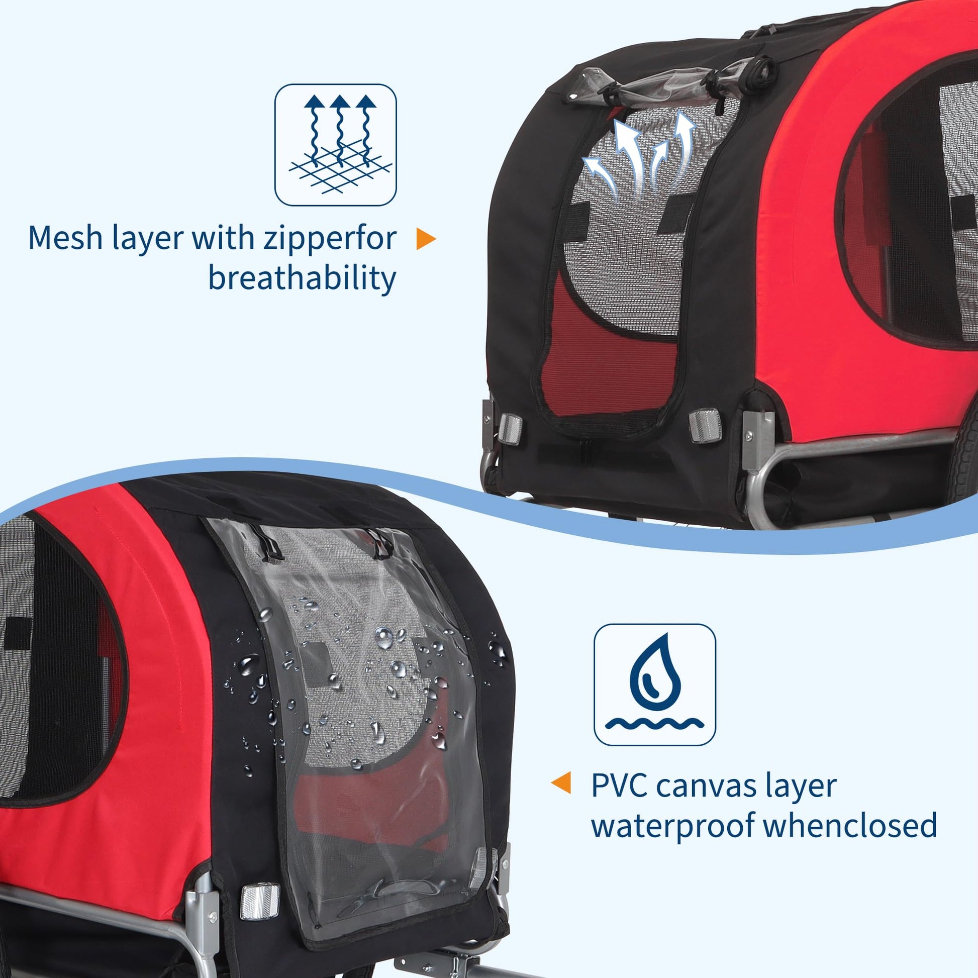 Remorque vélo pliable Garvee pour grands chiens jusqu'à 40 kg, pneus pneumatiques 16 pouces, tissu Oxford imperméable, idéale pour les aventures en plein air, noire
