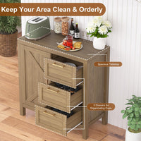 Garvee buffet avec espace de rangement, étagères réglables, MDF et bois massif, style campagne moderne, couleur or, idéal pour le salon et la cuisine