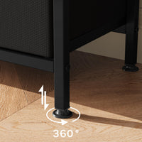 Garvee Meuble TV 140 cm avec 3 tiroirs, structure en MDF et métal robuste, idéal pour le salon et la chambre, pieds réglables, compact, marron