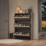 Garvee Meuble à chaussures 3 tiroirs abattants, MDF gris, 80,5 × 25,9 × 117,1 cm, étagères réglables pour entrée et salon - Gris