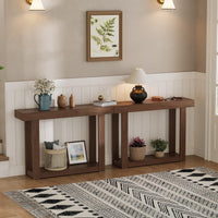 Console en bois Garvee 46 po, étroite, style campagnard, pour entrée et salon, finition blond naturel