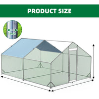 Poulailler métallique Garvee grand format 300 × 400 × 195 cm – Deux compartiments, structure tubulaire en acier triplement renforcée pour jardin et ferme