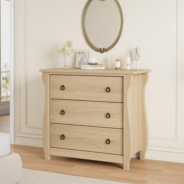 Commode Garvee à 3 tiroirs, meuble moderne en bois blanc avec poignées en métal noir, idéale pour le salon et la chambre, 76 x 40 x 74,5 cm
