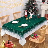 Garvee Nappe de Noël à motif flocons de neige, déperlante et infroissable, polyester effet bambou, 137 × 200 cm - Green