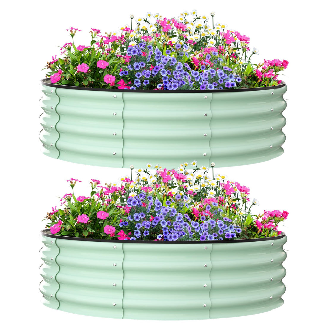 Jardinières surélevées d'extérieur Garvee, lot de 2, 120 x 120 x 30 cm, acier galvanisé, antirouille, structure à base ouverte, vert, pour jardin et balcon