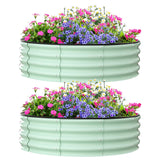 Jardinières surélevées d'extérieur Garvee, lot de 2, 120 x 120 x 30 cm, acier galvanisé, antirouille, structure à base ouverte, vert, pour jardin et balcon