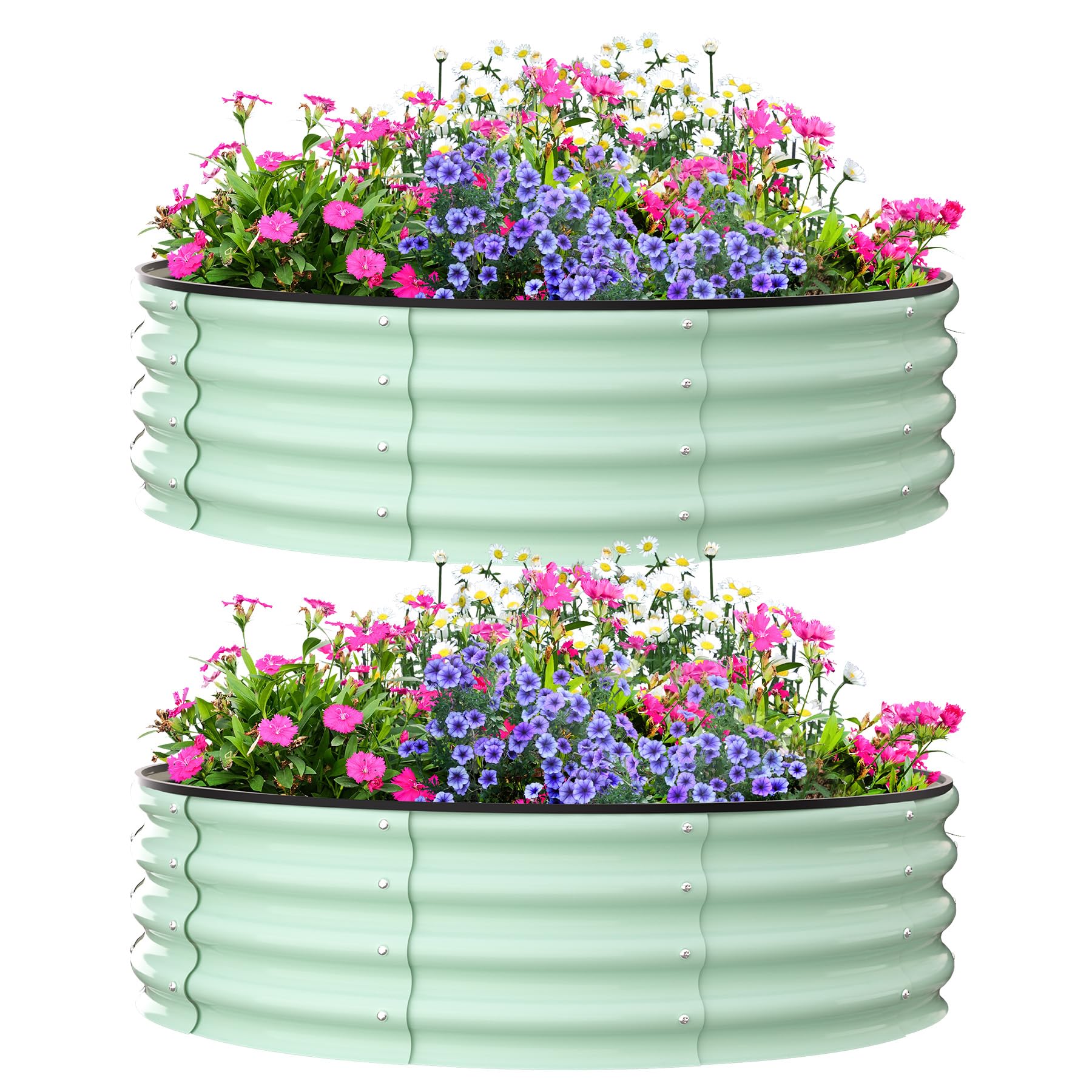 Jardinières surélevées d'extérieur Garvee, lot de 2, 120 x 120 x 30 cm, acier galvanisé, antirouille, structure à base ouverte, vert, pour jardin et balcon
