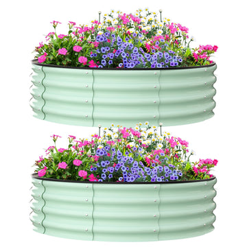Jardinières surélevées d'extérieur Garvee, lot de 2, 120 x 120 x 30 cm, acier galvanisé, antirouille, structure à base ouverte, vert, pour jardin et balcon
