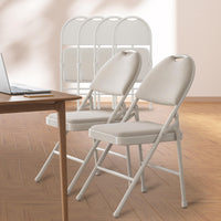 Ensemble de 6 chaises pliantes Garvee avec coussins, structure en métal, pliables pour le bureau et l'extérieur, revêtement en similicuir, pieds antidérapants, empilables