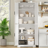 Armoire de cuisine Garvee de 178 cm de haut avec 4 portes et étagères réglables, en bois blanc, pour salle à manger, salle de bain, salon