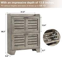 Garvee meuble à chaussures pour entrée, avec 2 tiroirs abattants, en bois vert p2, ventilé, résistant aux rayures, étroit, profondeur 35 cm