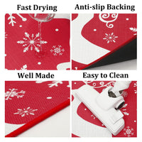 Garvee Sneeuwvlok Eland Kerst Keukentapijt Set 2 Antidérapant Lavable Hiver Rouge 40x60+40x120 cm Décoration de Noël Maison
