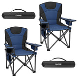 Garvee Lot de 2 chaises de camping pliantes, charge 200 kg, dossier haut rembourré, tissu Oxford 600D, avec sacs, jardin et plage - Bleu