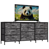 Garvee commode à 8 tiroirs en tissu avec plateau en bois naturel, cadre en métal stable, design slim pour la chambre et le salon, coloris naturel - Gris