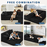 Canapé d'angle modulaire Garvee Cloud 106" en forme de L, noir, grand format, convertible, pour salon, assise profonde, confortable et moelleuse, aucun assemblage requis