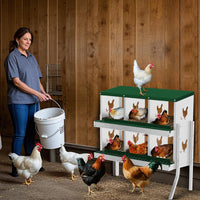 Garvee pondoir pour poules à 6 compartiments avec support métallique, acier galvanisé de 0,7 mm, idéal pour poulaillers, fermes et basses-cours, vert