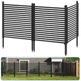 Garvee Clôture d’intimité extérieure 3 panneaux, acier noir, 269×122cm, écran décoratif pour jardin et terrasse - Noir